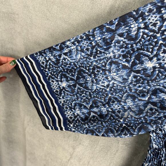 Catherines Top Womens 3X Blue 3/4 Length Sleeve Pleated Sequin Tunic Boho Career - Picture 5 of 14